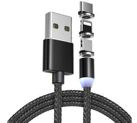 HKM-486099 Three-in-One Magnetic Charging Cable for Android, Type C, and Apple Devices - 1 Meter - 2A Current - Available in Black, Silver, Red, Gold