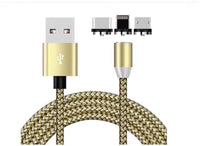 HKM-486099 Three-in-One Magnetic Charging Cable for Android, Type C, and Apple Devices - 1 Meter - 2A Current - Available in Black, Silver, Red, Gold