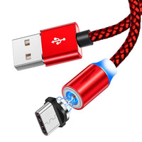 HKM-486099 Three-in-One Magnetic Charging Cable for Android, Type C, and Apple Devices - 1 Meter - 2A Current - Available in Black, Silver, Red, Gold