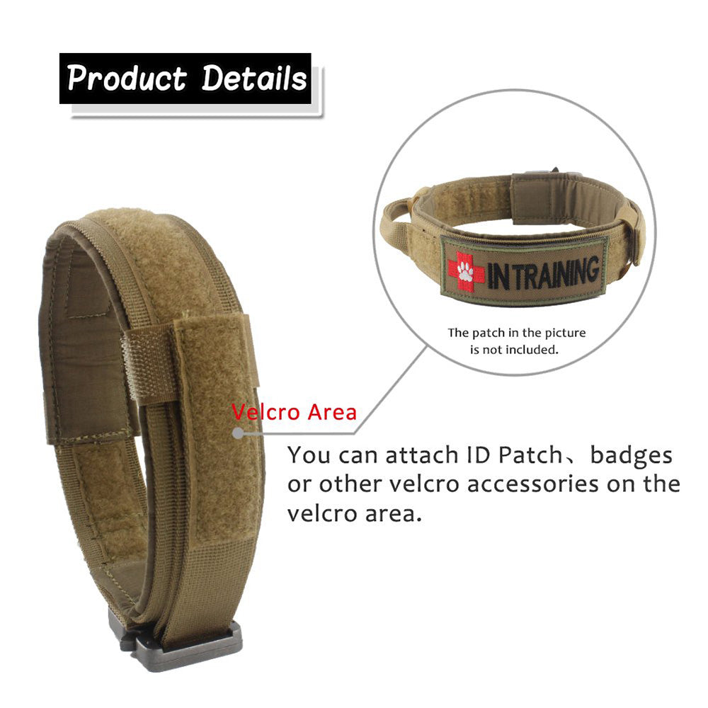 HKM-4862397 Durable Tactical Dog Collar with Velcro and Quick Release Buckle, Adjustable Nylon, Multiple Colors