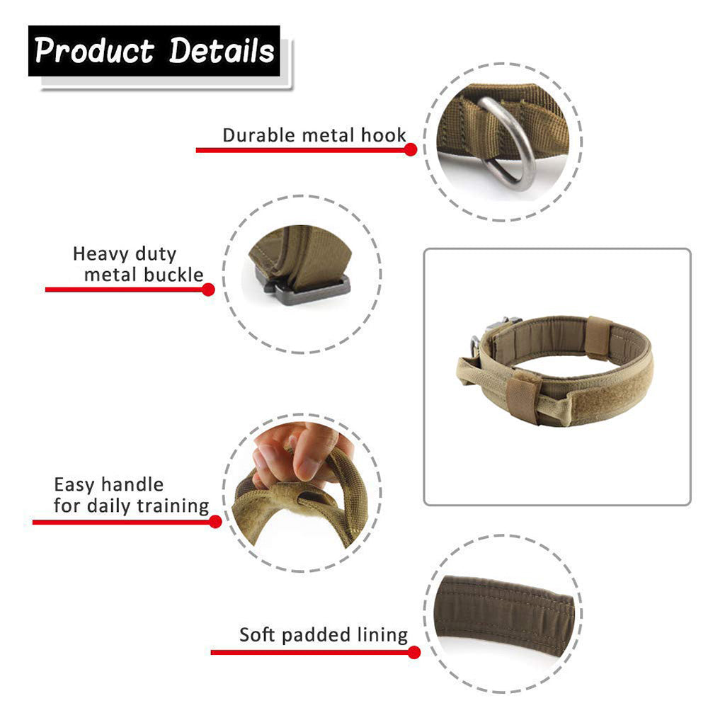 HKM-4862397 Durable Tactical Dog Collar with Velcro and Quick Release Buckle, Adjustable Nylon, Multiple Colors
