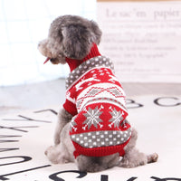 HKM-486291 Christmas Red Reindeer Knitted Turtleneck Dog Sweater