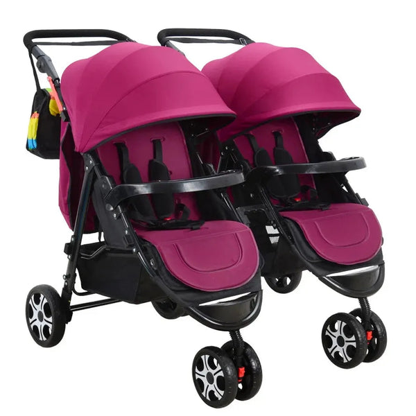 HKM-4863315 Twin Stroller Set Two Matching Three-Wheel Baby Strollers with Multi-Position Recline and Removable Sun Canopy
