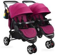 HKM-4863315 deep pink twin stroller set studio view