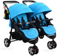 HKM-4863315 blue twin stroller set studio view