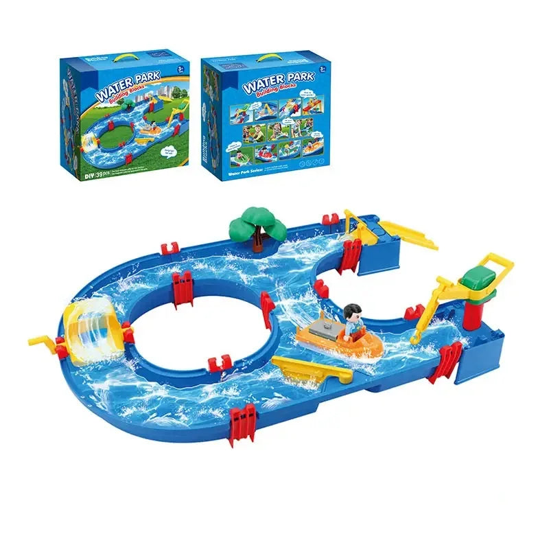 HKM-486355 Educational Water Park Building Blocks Set - 39 Pieces DIY Construction Toys for Ages 2-4 Boys