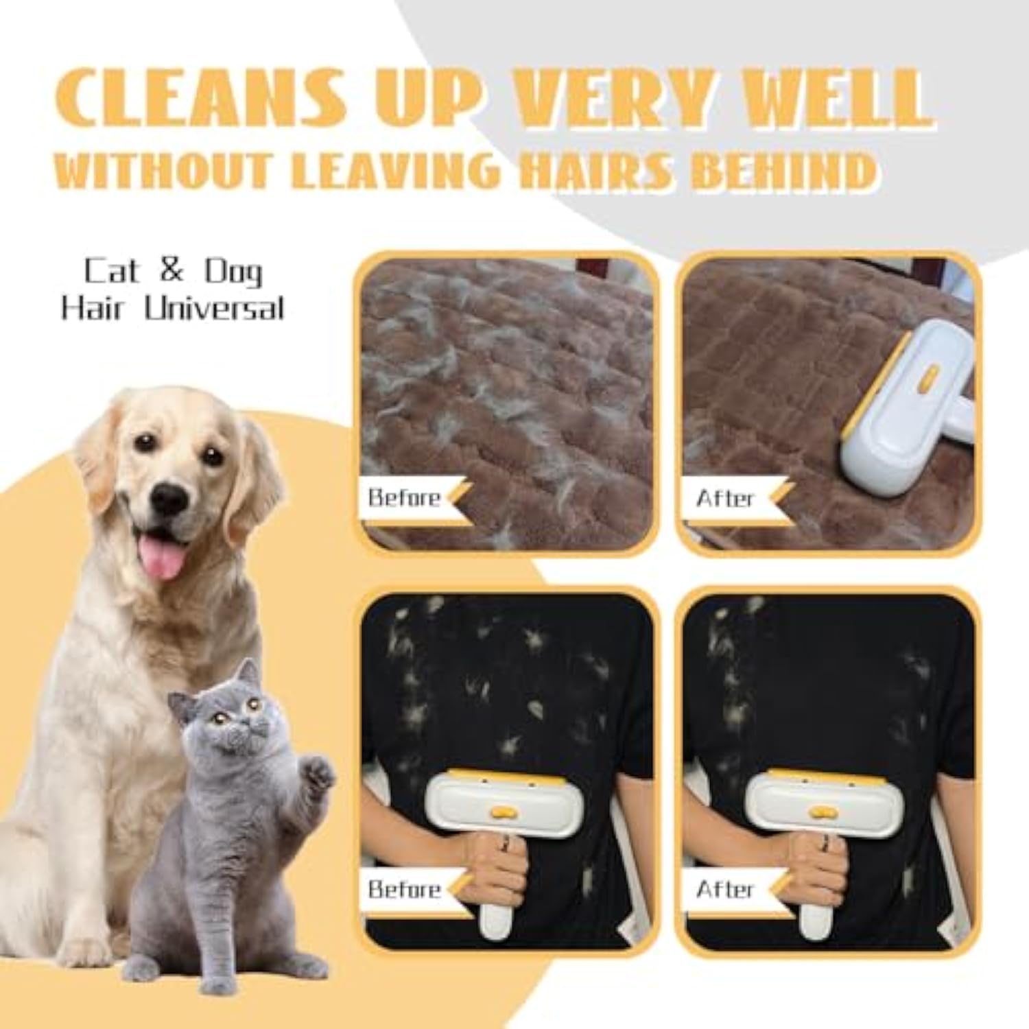HKM-4863677 Portable Pet Hair Remover with Cute Design for Effortless Fur Removal on Any Surface