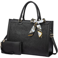 HKM-486419 Large Capacity Black Printing Computer Shoulder Bag for 15.6in Laptops - Ideal Business Tote for Women