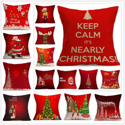 HKM-486483 Christmas Themed Car Sofa Pillowcase - 43x43 cm PP Cotton Decorative Cover
