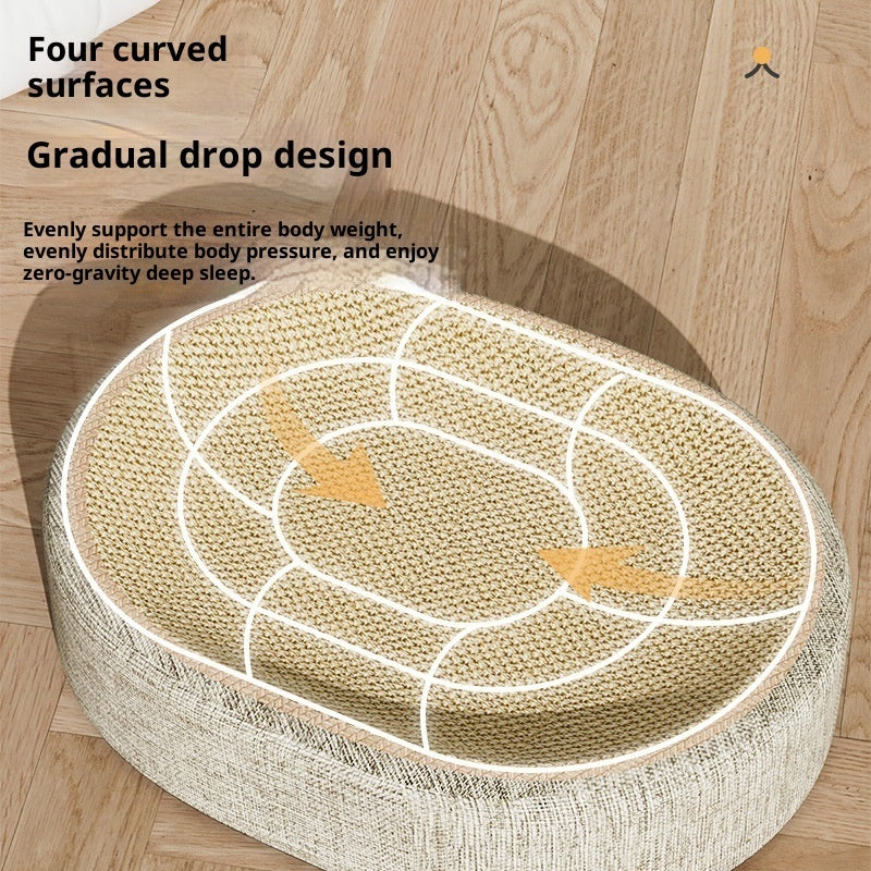 HKM-4866237 Sisal Cat Scratching Board with Integrated Oval Basin - Durable and Wear-Resistant Design