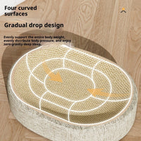 HKM-4866237 Sisal Cat Scratching Board with Integrated Oval Basin - Durable and Wear-Resistant Design