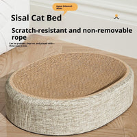 HKM-4866237 Sisal Cat Scratching Board with Integrated Oval Basin - Durable and Wear-Resistant Design