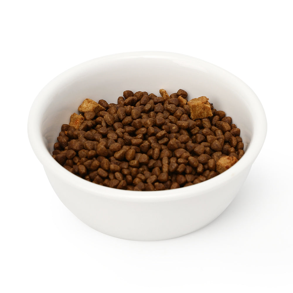 HKM-4866365 Tall Ceramic Cat Water Bowl with Bamboo and Iron Frame, Non-Slip Design, 2 Bowls Included