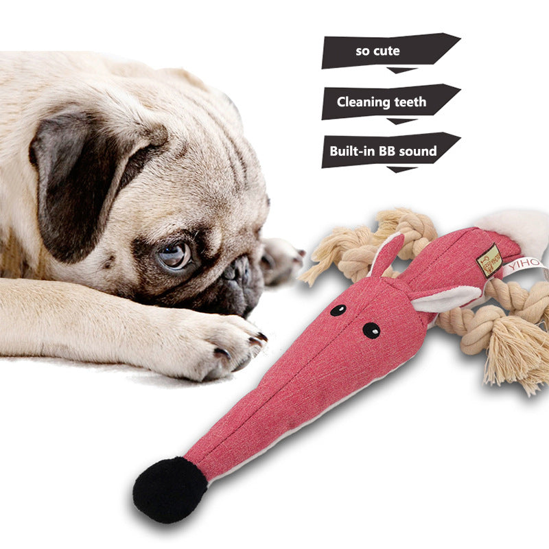 HKM-4867005 Cotton Rope Dog Chewing Toy with Sound - Various Animal Designs for Molar Health