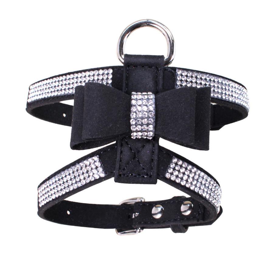 HKM-486739 Shiny Rhinestone Soft Suede Pet Chest Strap Leash - Adjustable Dog Harness in Multiple Colors
