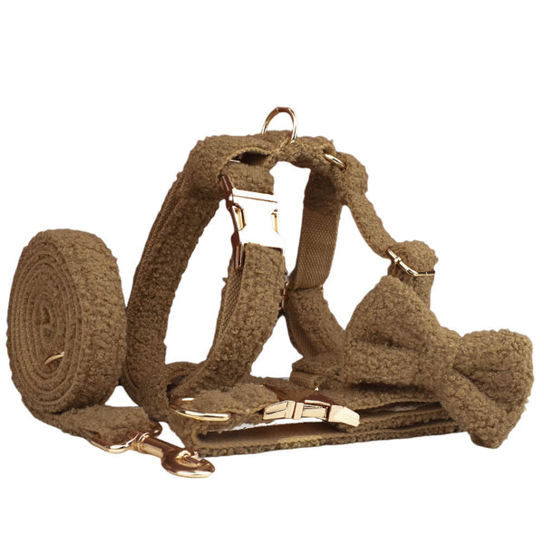 HKM-4867645 Brown Pet Supplies Three-Piece and Four-Piece Rope and Bow Pet Necklet Set
