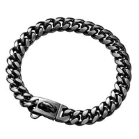 HKM-4868157 14mm Stainless Steel Cuban Chain Dog Collar with Lock Buckle in Gold and Silver