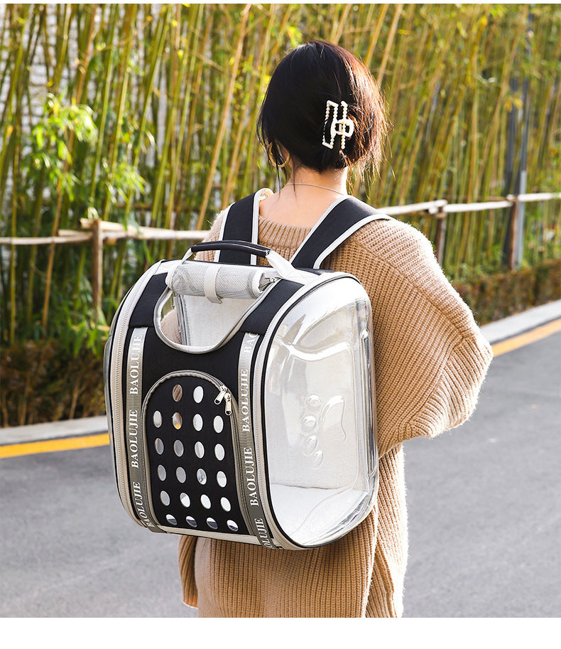 HKM-4868413 Multifunctional Transparent Pet Backpack for Cats and Dogs, Medium Soft Design