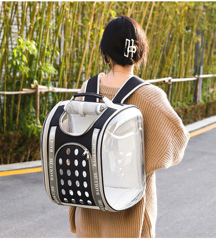HKM-4868413 Multifunctional Transparent Pet Backpack for Cats and Dogs, Medium Soft Design