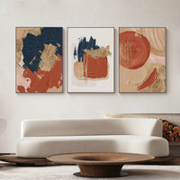 HKM-486867 Dark Blue and Red Abstract Minimalist Canvas Painting - Frameless Decorative Artwork