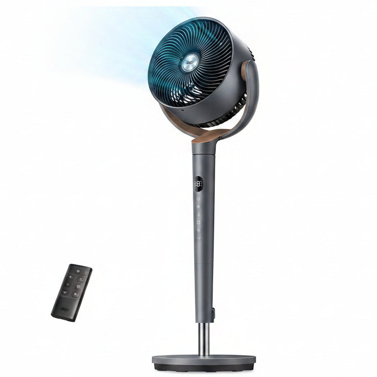 HKM-4869459 Oscillating Standing Fan with DC Motor, 120° Vertical Tilt, 9 Speeds, 4 Modes, 20dB Noise Level, Adjustable Height 37-42", 8H Timer