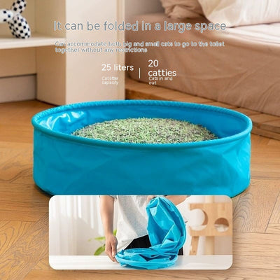 HKM-4869821 Foldable Semi-closed Portable Cat Toilet in Multiple Colors - Compact Design for Easy Transportation