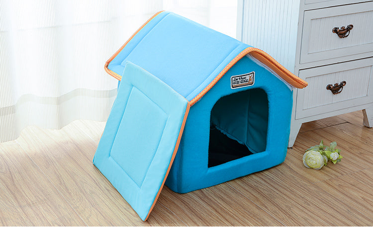 HKM-4870205 Cozy Non-Slip Pet Folding Bed with Breathable Sponge and Cotton Fabric - Multiple Sizes Available