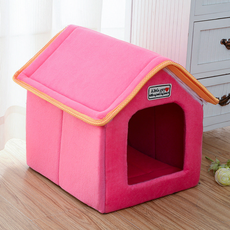 HKM-4870205 Cozy Non-Slip Pet Folding Bed with Breathable Sponge and Cotton Fabric - Multiple Sizes Available