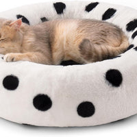 HKM-4870589 Cozy 23 Inch Round Donut Cat Bed with Non-Slip Bottom, Washable Plush Pet Bed for Small Dogs and Cats