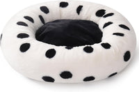 HKM-4870589 Cozy 23 Inch Round Donut Cat Bed with Non-Slip Bottom, Washable Plush Pet Bed for Small Dogs and Cats