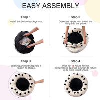 HKM-4870589 Cozy 23 Inch Round Donut Cat Bed with Non-Slip Bottom, Washable Plush Pet Bed for Small Dogs and Cats
