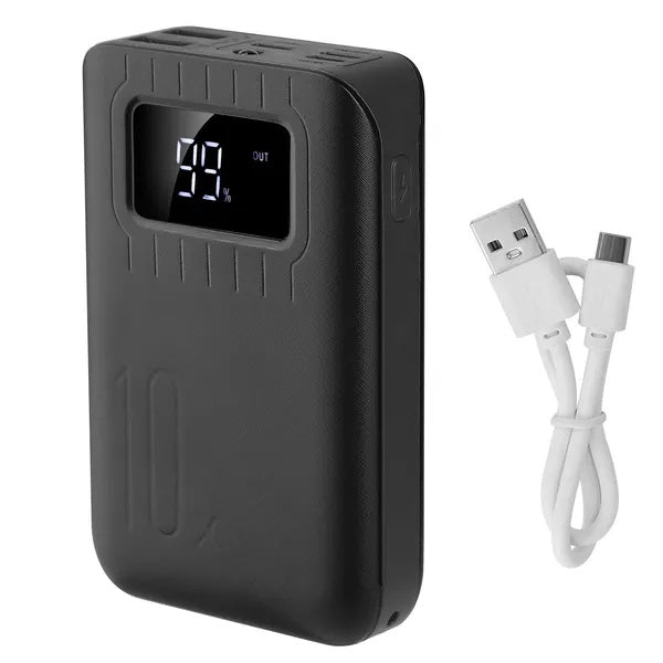 HKM-487123 10,000mAh Dual USB Portable Power Bank with Flashlight and LCD Battery Indicator
