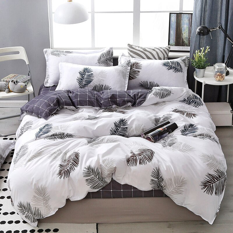 HKM-487187 Modern Cartoon Anime Duvet Cover Set - Soft and Breathable Polyester/Cotton Bedding for Double Full Queen Size