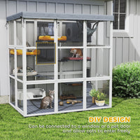 HKM-4871997 Spacious Outdoor Catio Enclosure for Cats with Hammock and Play Platforms