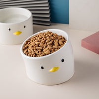 HKM-4872125 Ceramic Cat Bowl Set with Crooked Neck Design ¨C Flat and Inclined Bowls for Easy Pet Feeding