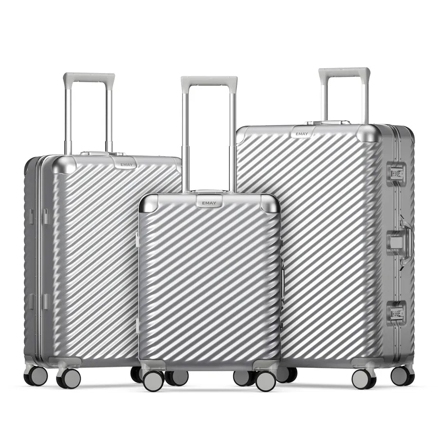 HKM-487251 Lightweight Aluminium Frame PC Carry-On Trolley Case Travel Suitcase Set