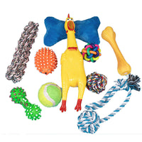 HKM-4872765 10-Piece Durable Dog Toy Set for Chewing and Boredom Relief