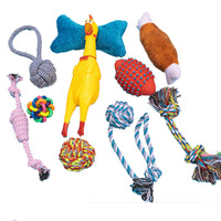 HKM-4872765 10-Piece Durable Dog Toy Set for Chewing and Boredom Relief