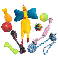 HKM-4872765 10-Piece Durable Dog Toy Set for Chewing and Boredom Relief