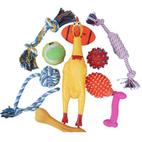 HKM-4872765 10-Piece Durable Dog Toy Set for Chewing and Boredom Relief