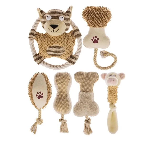 HKM-487379 Indestructible Plush Squeaky Chew Toy Set for Dogs – Includes 18cm Toys
