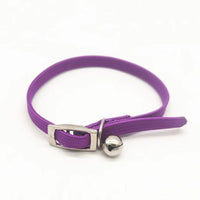 HKM-4873917 Adjustable Polyester Cat Collar with Bell - Monochrome Colors: Black, Purple, Pink