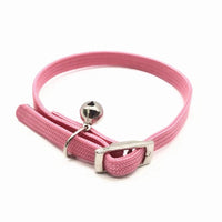 HKM-4873917 Adjustable Polyester Cat Collar with Bell - Monochrome Colors: Black, Purple, Pink