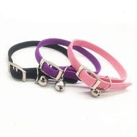 HKM-4873917 Adjustable Polyester Cat Collar with Bell - Monochrome Colors: Black, Purple, Pink