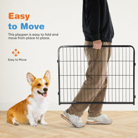 HKM-4875197 Metal Indoor Dog Playpen with Door - Portable Exercise Pen for Small to Large Dogs, 8-Panel Configuration