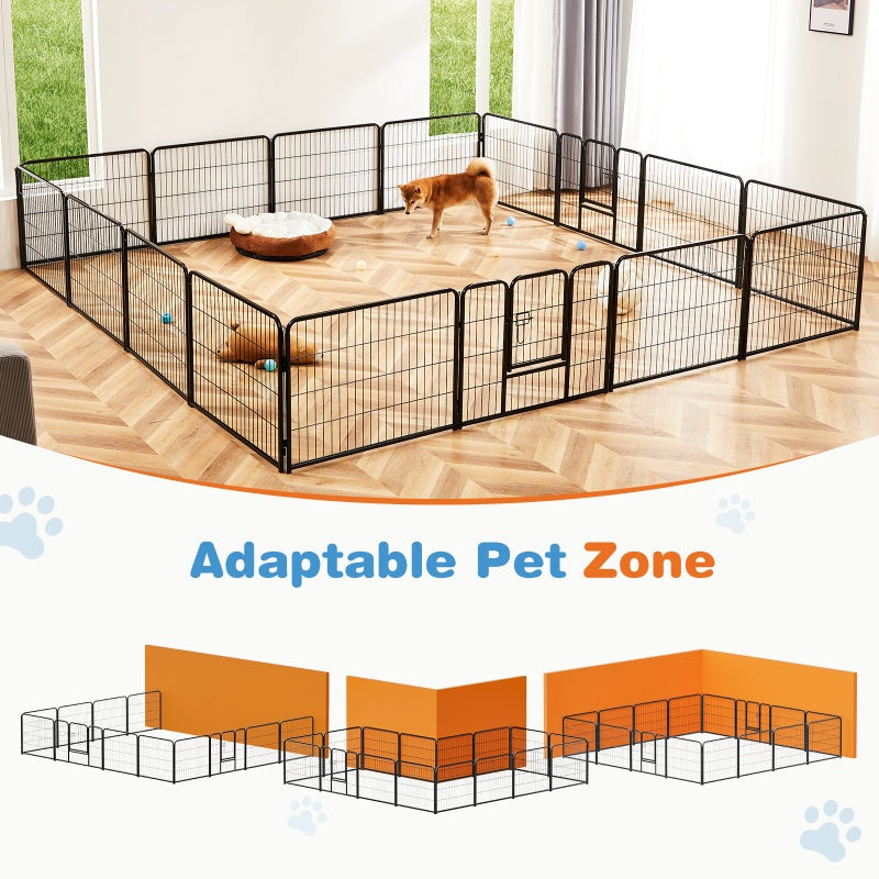 HKM-4875197 Metal Indoor Dog Playpen with Door - Portable Exercise Pen for Small to Large Dogs, 8-Panel Configuration