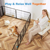 HKM-4875197 Metal Indoor Dog Playpen with Door - Portable Exercise Pen for Small to Large Dogs, 8-Panel Configuration