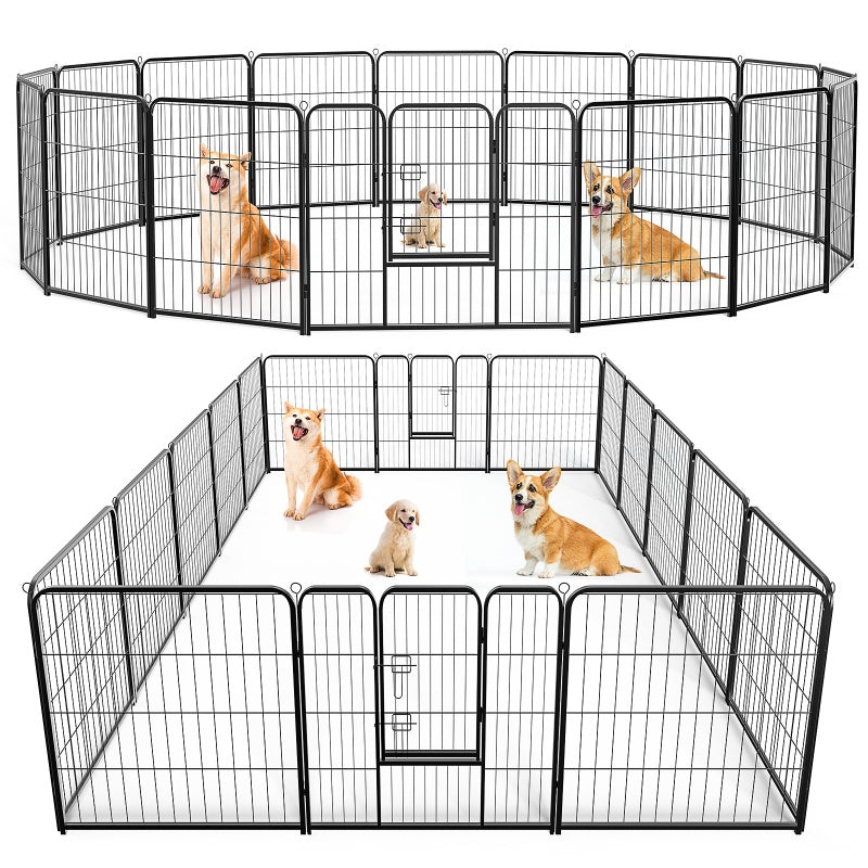 HKM-4875197 Metal Indoor Dog Playpen with Door - Portable Exercise Pen for Small to Large Dogs, 8-Panel Configuration
