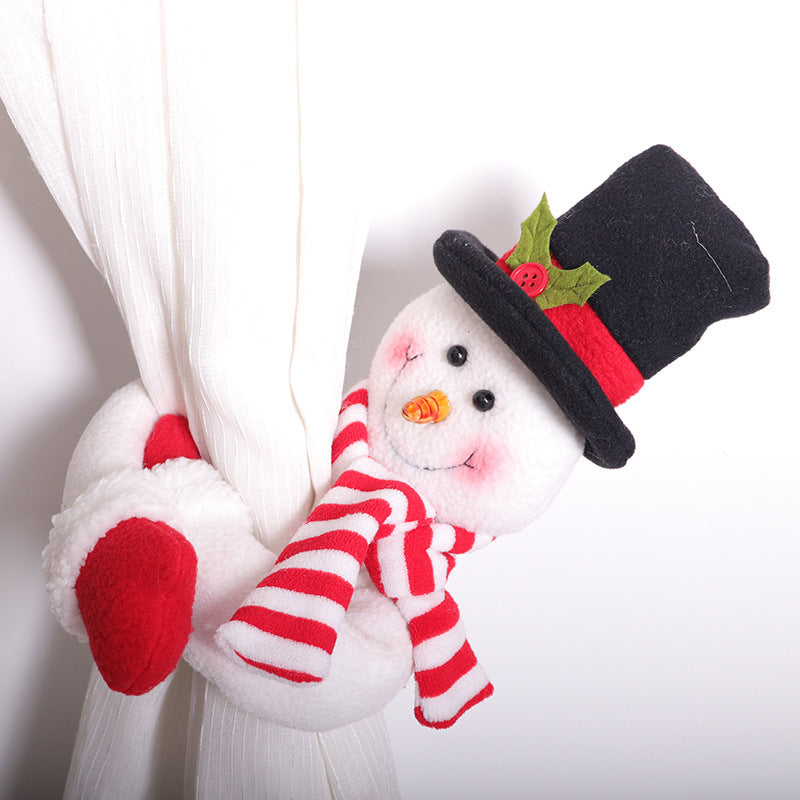 HKM-487635 Snowman Decorative Curtain Buckle with Velcro for Holiday Home Decor
