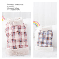 HKM-4876477 Thermal Velvet Rabbit Fur Plaid Coat for Pets - Autumn & Winter Styles in Pink and Blue